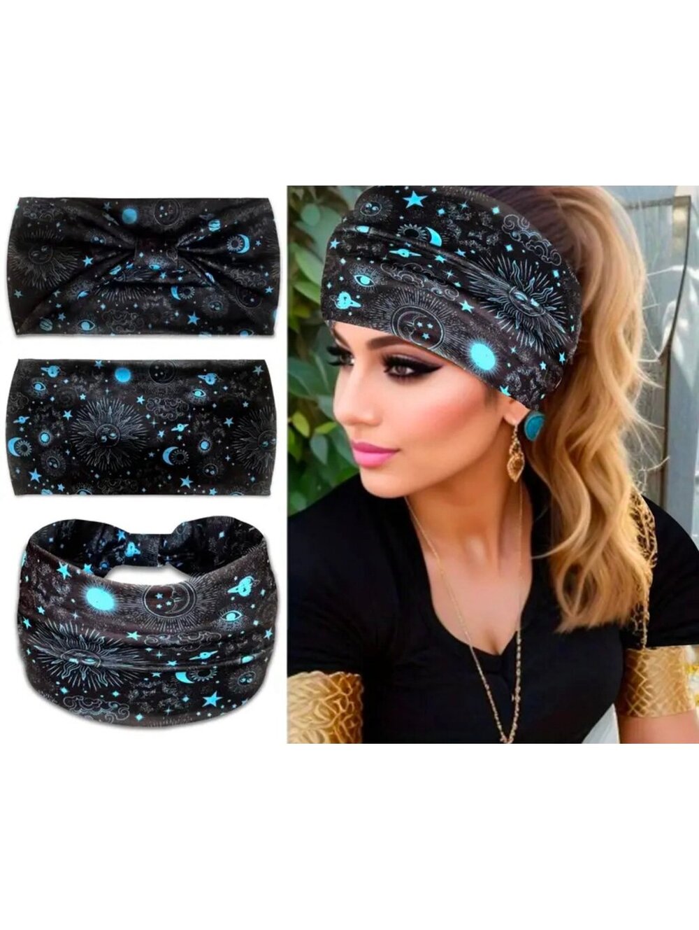 New - Thick Boho Chic Headband - Stars